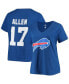 Women's Plus Size Josh Allen Royal Buffalo Bills Name Number V-Neck T-shirt Синий, 4X - фото #1