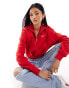 Фото #1 товара Nike mini swoosh half zip crop fleece sweatshirt in red