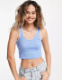 Фото #1 товара Daisy Street 90s crop vest with lace trim and rose detail in blue