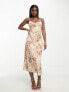 Фото #4 товара Forever New strappy maxi dress in brown satin floral