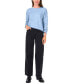 ფოტო #3 პროდუქტის Women's Crewneck Drop-Shoulder Button-Trim Sweater