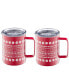 Insulated Fair Isle Pattern Coffee Mugs, Set of 2