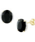 ფოტო #1 პროდუქტის Onyx & Diamond Accent Oval Stud Earrings in 14k Gold
