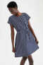 Фото #1 товара Çizgili Beli Bağcıklı Yazlık Mini Elbise