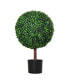 Indoor/Outdoor 23.5 Inch Faux Boxwood Greenery w/ High-Quality Color & Pot