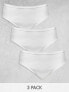 ASOS DESIGN Curve 3 pack ribbed briefs in white