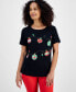 ფოტო #1 პროდუქტის Women's Ornament String Short-Sleeve Top, Created for Macy's