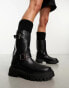 Фото #1 товара Stradivarius tall biker boot with buckle detail in black