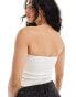 Pull&Bear textured bandeau top with ruched sides in white