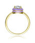 Фото #4 товара RA Young Adults/Teens 14k Yellow Gold Plated with Cubic Zirconia Blue/Purple Enamel Bezel Stacking Ring