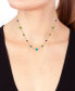 ფოტო #2 პროდუქტის EFFY® Multi-Gemstone (7-7/8 ct. t.w.) & Turquoise Bezel Statement Necklace in 14k Gold. 16" + 2" extender