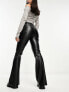 Noisy May faux leather flare trousers in black