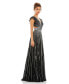 Фото #3 товара Women's Sequined Cut Out Ruffled Cap Sleeve Lace Up Gown