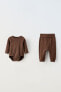 Фото #1 товара Plain ribbed bodysuit and joggers pack