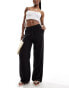 Фото #1 товара Vila linen touch tie waist wide leg trousers in black