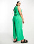 Фото #3 товара Vero Moda Curve linen touch tie back jumpsuit with pleat front wide leg in green