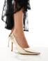 SEQWL pointed court shoes with stiletto heel in gold Золотистый, 39 - фото #1