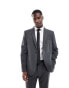 ASOS DESIGN slim fit wool mix suit jacket in herringbone in charcoal