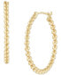 ფოტო #3 პროდუქტის Polished Beaded Tube Small Hoop Earrings in 10k Gold, 25mm