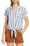 Nic+Zoe Striped Tie Front Blue Multi M