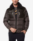 Фото #3 товара Men's Beaumont Aviator Puffer with Faux Leather Trim