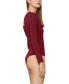 Фото #2 товара BCBGMAXAZRIA 297320 Women Long Sleeve Bodysuit With Asymmetrical Neckline, Small
