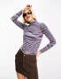 Daisy Street roll neck jumper in purple space dye