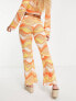 Фото #2 товара New Girl Order festival knit tie front flare trousers co-ord in orange