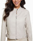 Фото #1 товара Women's Faux-Leather Moto Jacket with Snap Collar