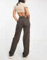 Фото #4 товара Monki straight leg cargo jeans in brown