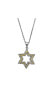 Фото #2 товара Sterling Silver White Gold Plated Yellow Cubic Zirconia Open Star Necklace