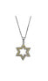 ფოტო #2 პროდუქტის Sterling Silver White Gold Plated Yellow Cubic Zirconia Open Star Necklace