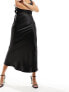 Kaiia satin maxi skirt in black