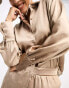 Фото #8 товара Pretty Lavish relaxed satin shirt co-ord in mocha