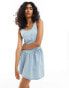 Фото #4 товара ASOS DESIGN denim v waist mini dress in bleach