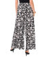 Фото #2 товара Women's Printed Smocked-Waist Wide Leg Pants