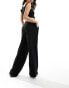 Фото #3 товара Bershka deep waistband wide leg trousers in black