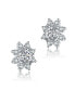 Sterling Silver with White Gold Plated Clear Round Cubic Zirconia Halo Stud Earrings