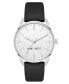 Фото #1 товара Women's Quartz Black Faux Leather Band Watch, 36mm