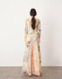 ASOS EDITION long sleeve bias panelled maxi dress in pink floral print