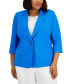 Фото #1 товара Plus Size Linen-Blend Notched Collar 3/4-Sleeve Blazer
