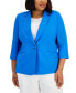 ფოტო #1 პროდუქტის Plus Size Linen-Blend Notched Collar 3/4-Sleeve Blazer