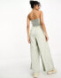 Фото #4 товара River Island linen bardot jumpsuit in light green