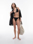 Фото #3 товара Topshop textured triangle bikini top with bead detail in black