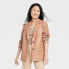 Фото #1 товара Women's Faux Leather Relaxed Fit Blazer - A New Day Brown XS