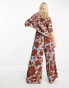 Фото #8 товара Vero Moda Aware wide leg trousers co-ord in blue and brown florals