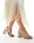 Фото #3 товара Be Mine Wide Fit Bridal Adilette asymmetric strap block heel sandals in blush