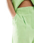 ASOS DESIGN pleated shorts with linen in lime green