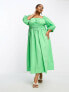 Nobody's Child Plus Franzie tie sleeve midi dress in green