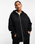 ASOS DESIGN Curve oversized zip through hoodie co-ord in black Черный, 44 - фото #1